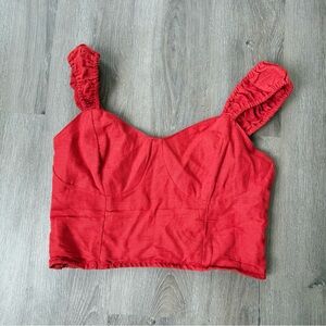 Japna Red linen feel cropped top Large